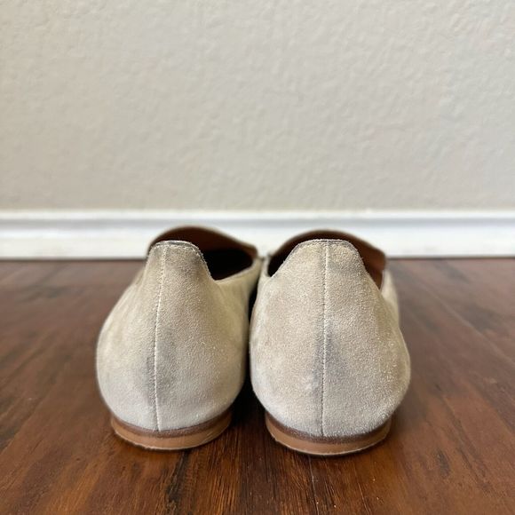 M. GEMI “The Gia” Pointed Toe Suede Flat in Taupe with Gold Accent - Picture 10 of 13